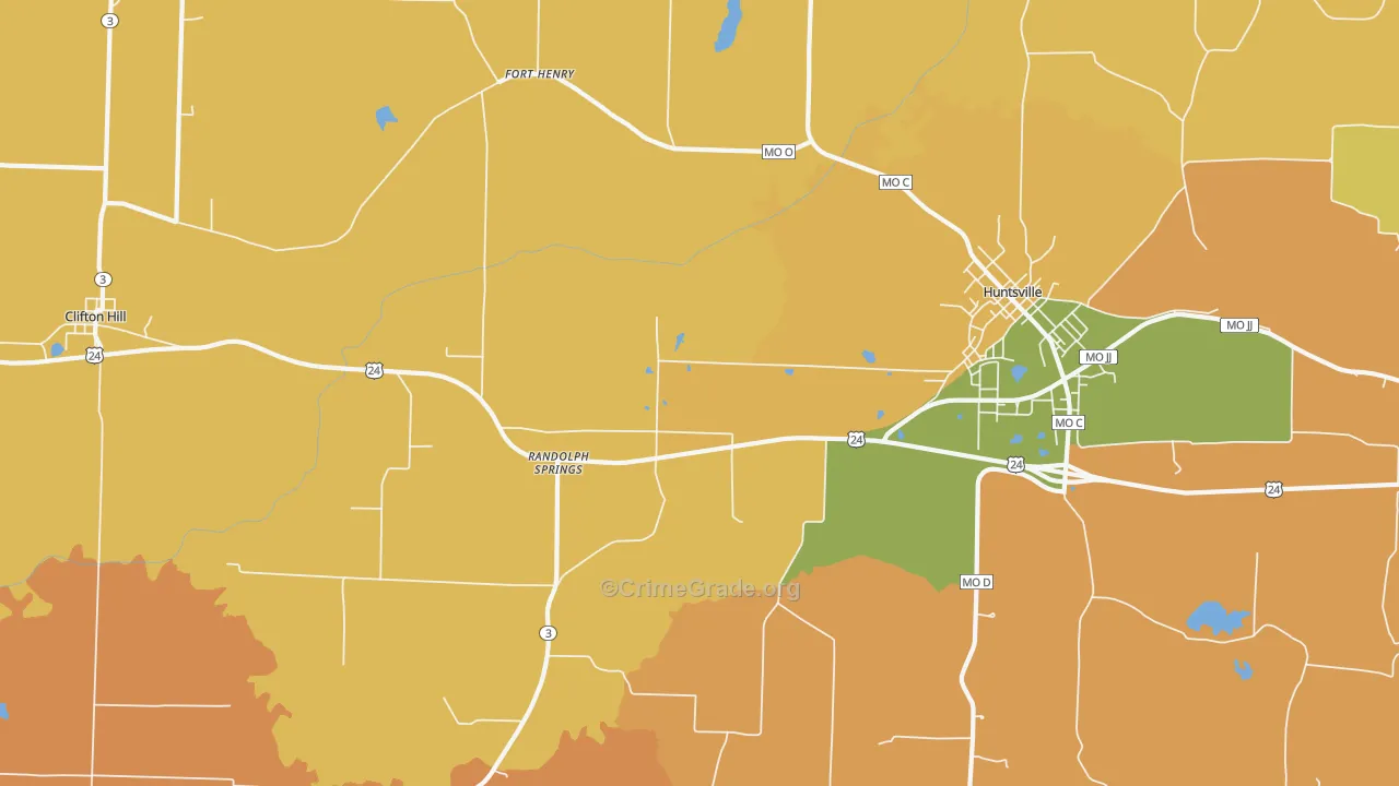 Fort Henry, MO Map of Robbery Rates