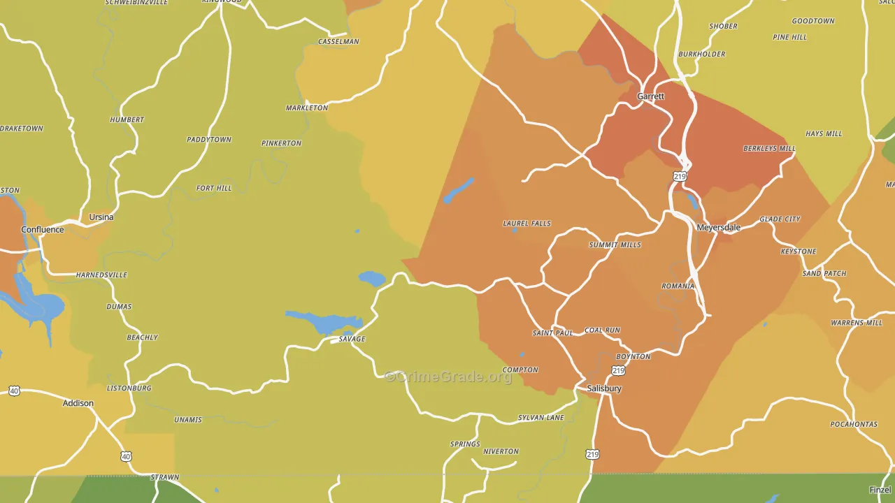 Fort Hill, PA Map of Robbery Rates