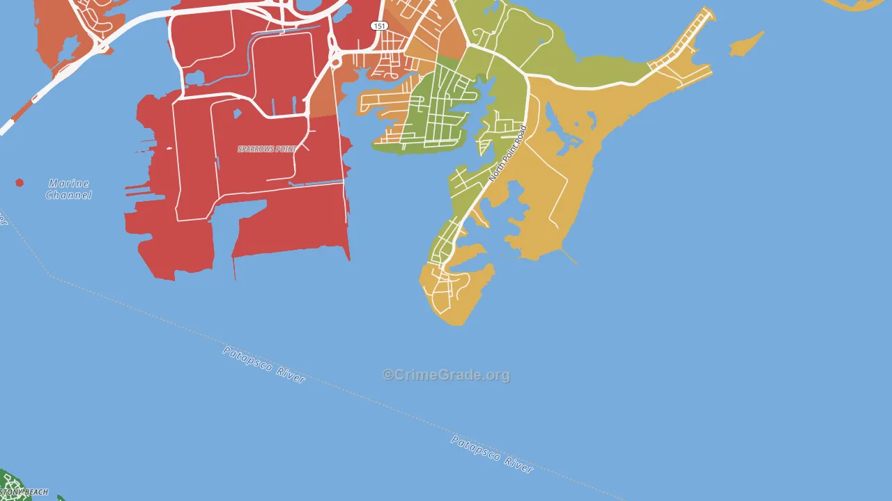Fort Howard, MD Map of Robbery Rates
