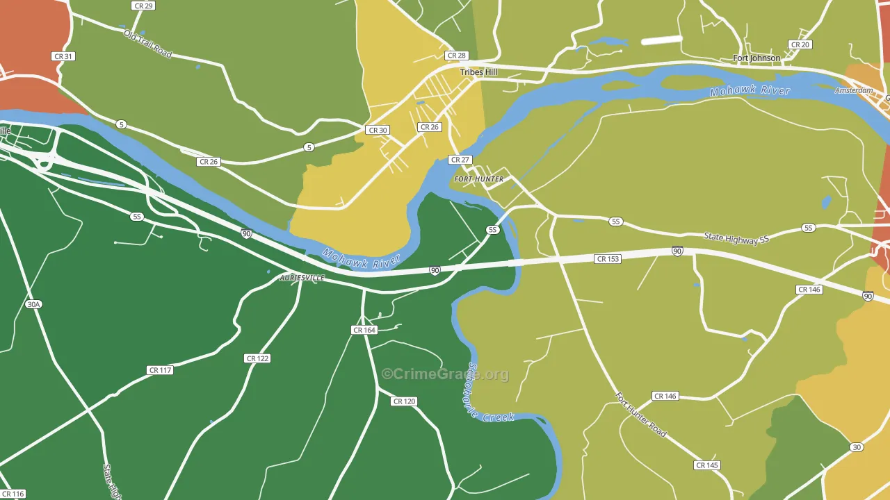 Fort Hunter, NY Map of Robbery Rates
