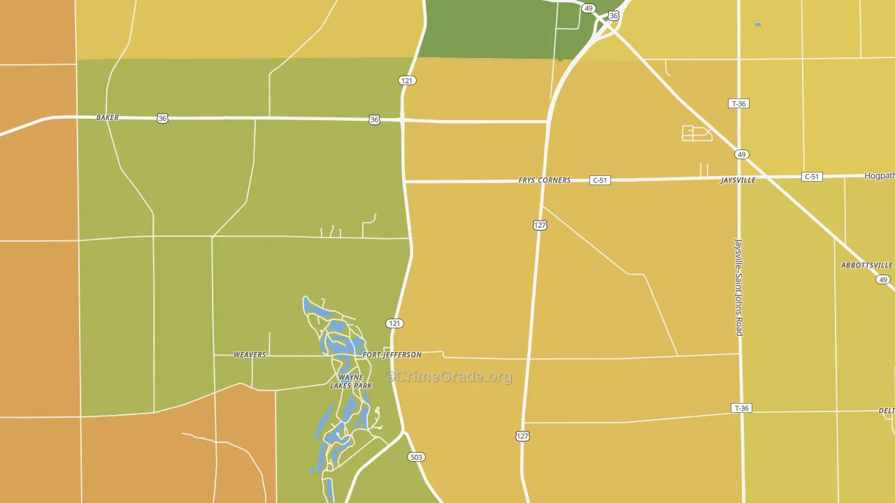 Fort Jefferson, OH Map of Robbery Rates