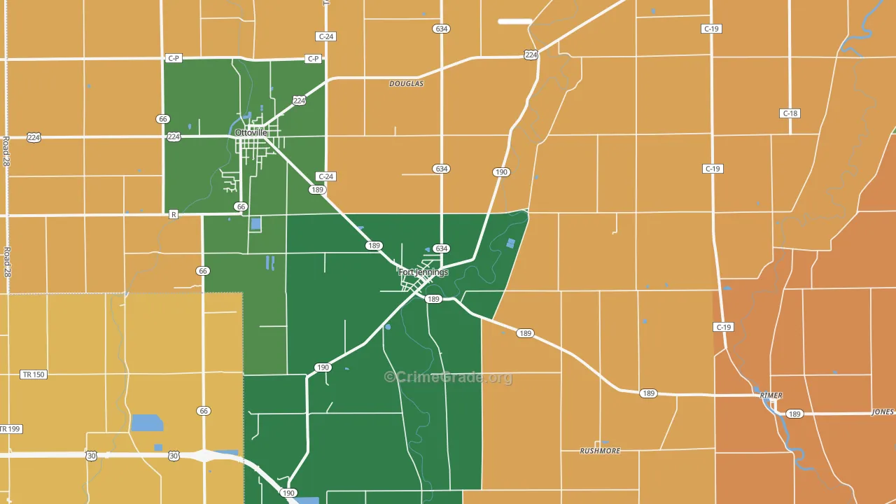 Fort Jennings, OH Map of Robbery Rates