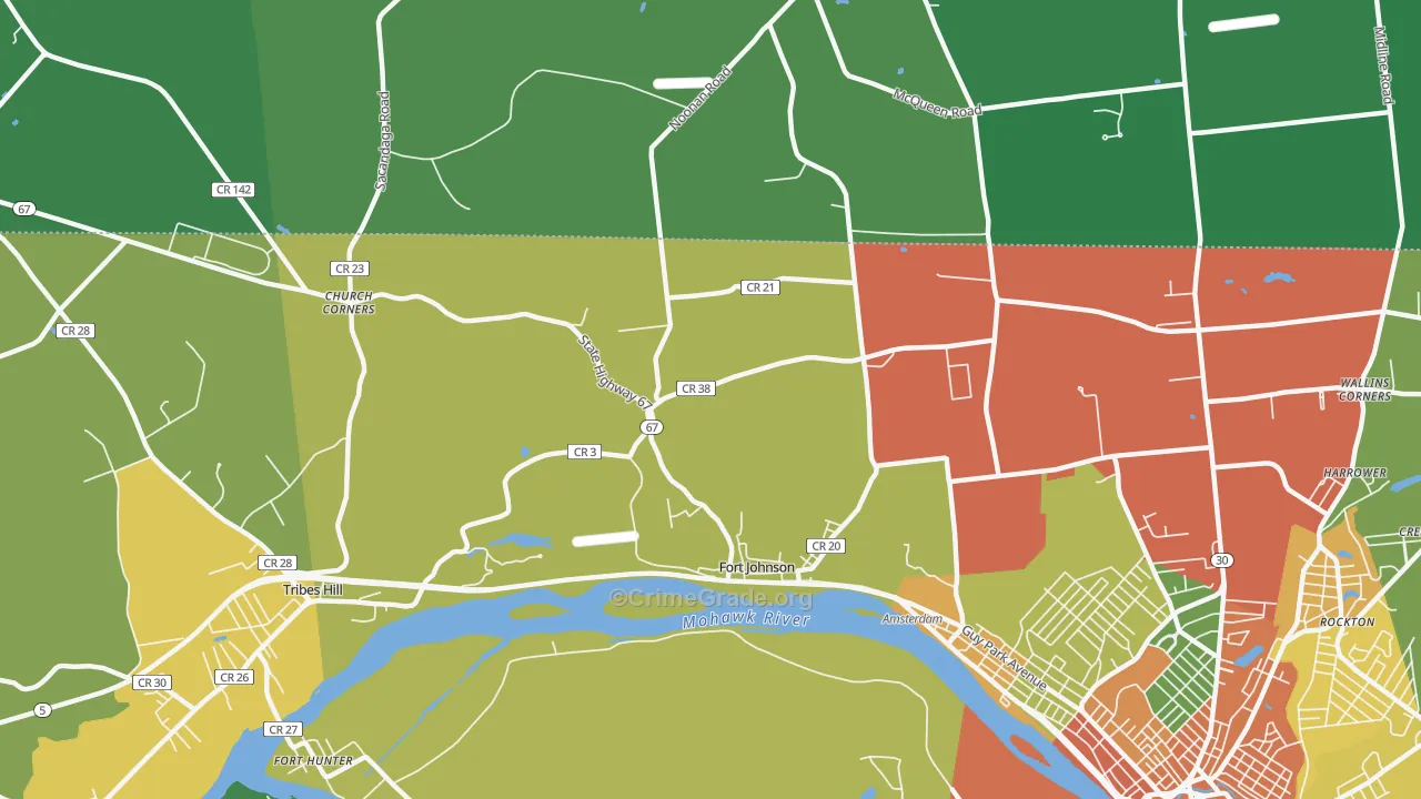 Fort Johnson, NY Map of Robbery Rates
