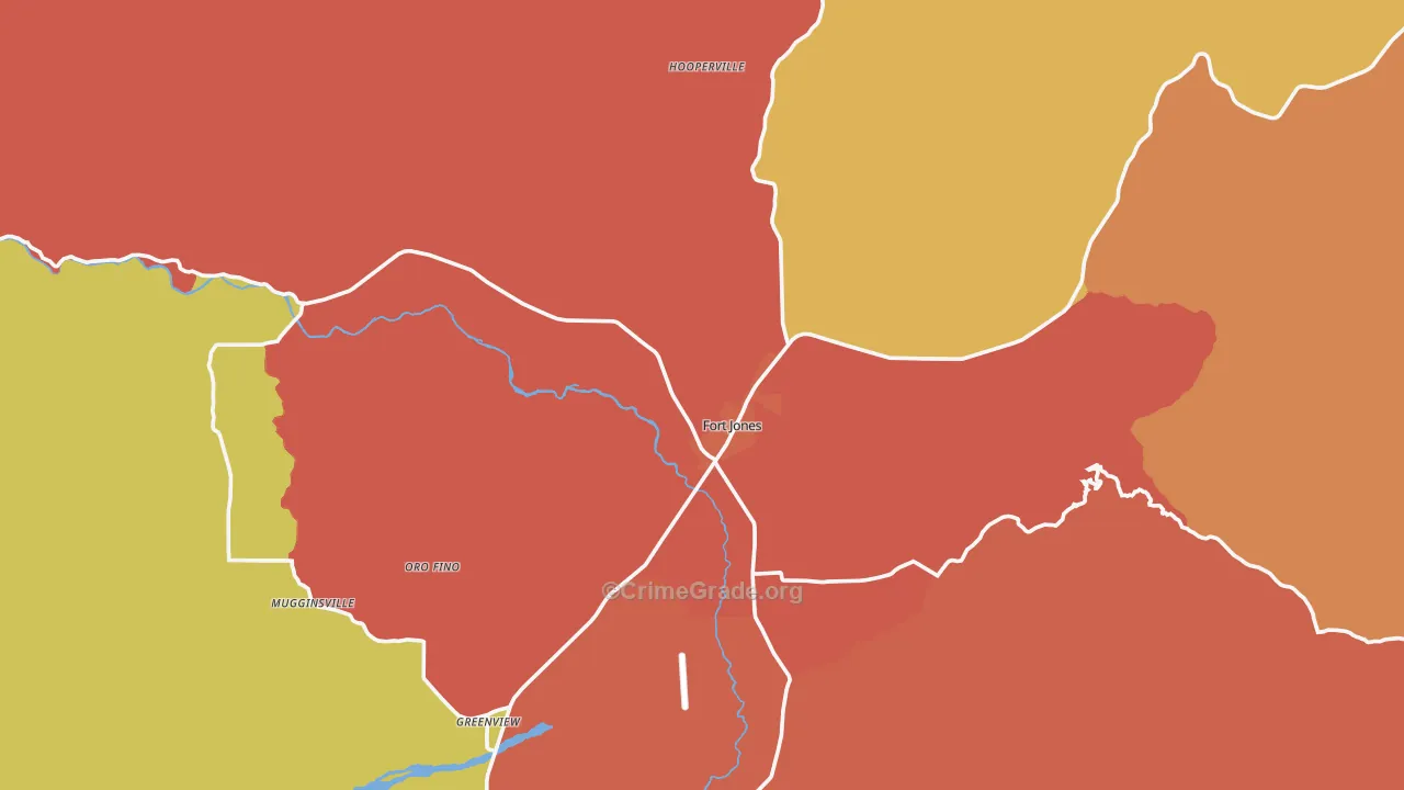 Fort Jones, CA Map of Robbery Rates