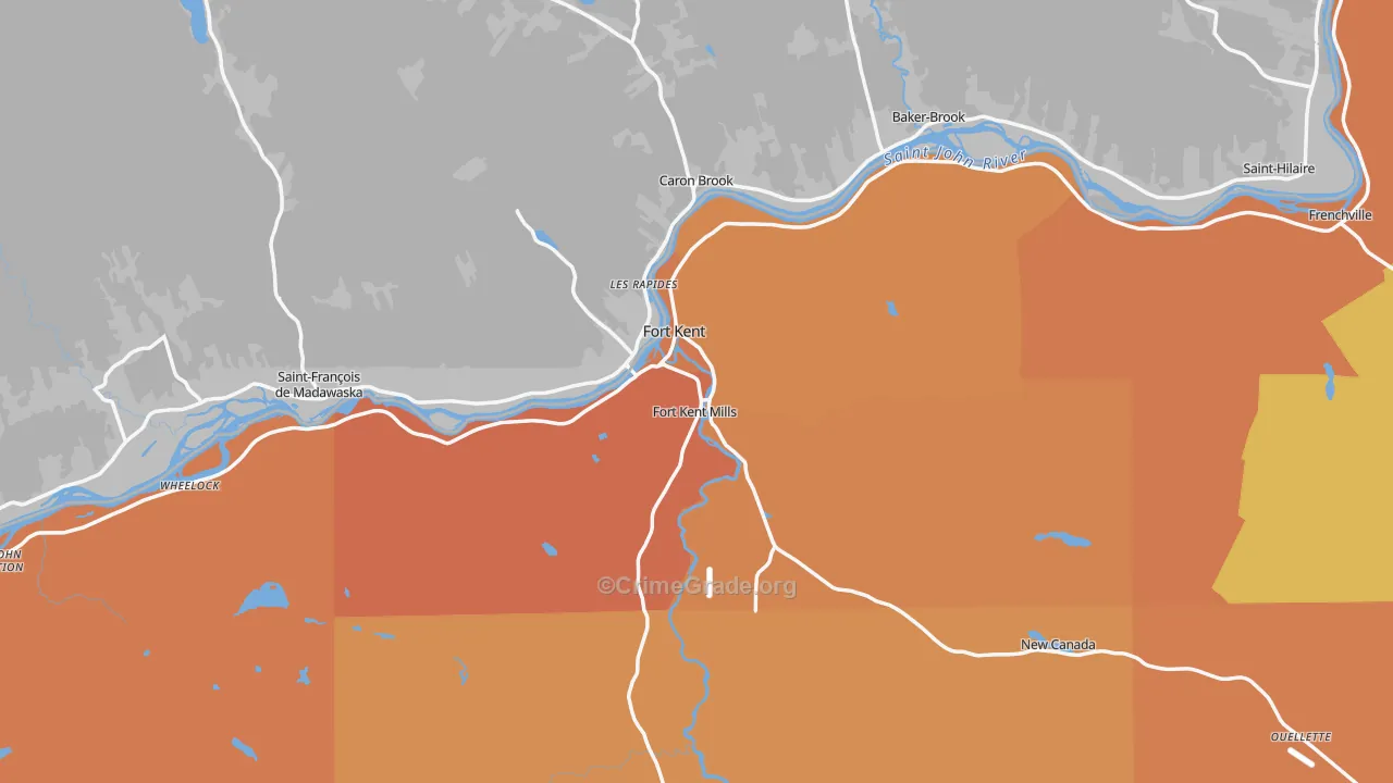 Fort Kent, ME Map of Robbery Rates