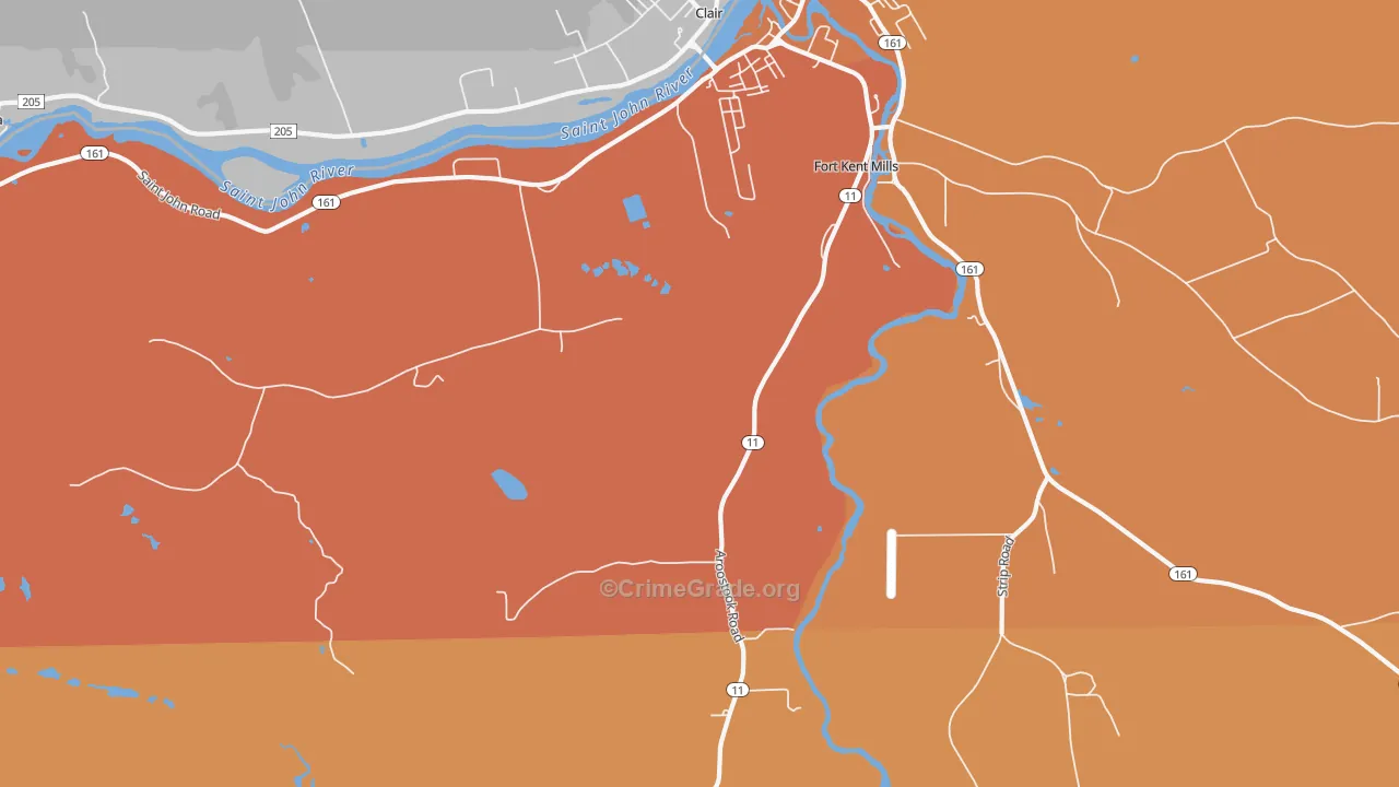 Fort Kent Village, ME Map of Robbery Rates