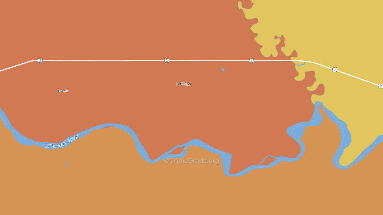 Fort Kipp, MT Map of Robbery Rates