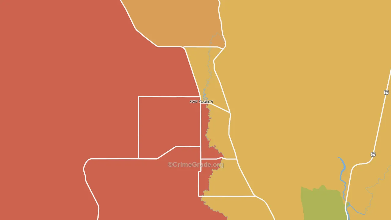 Fort Klamath, OR Map of Robbery Rates