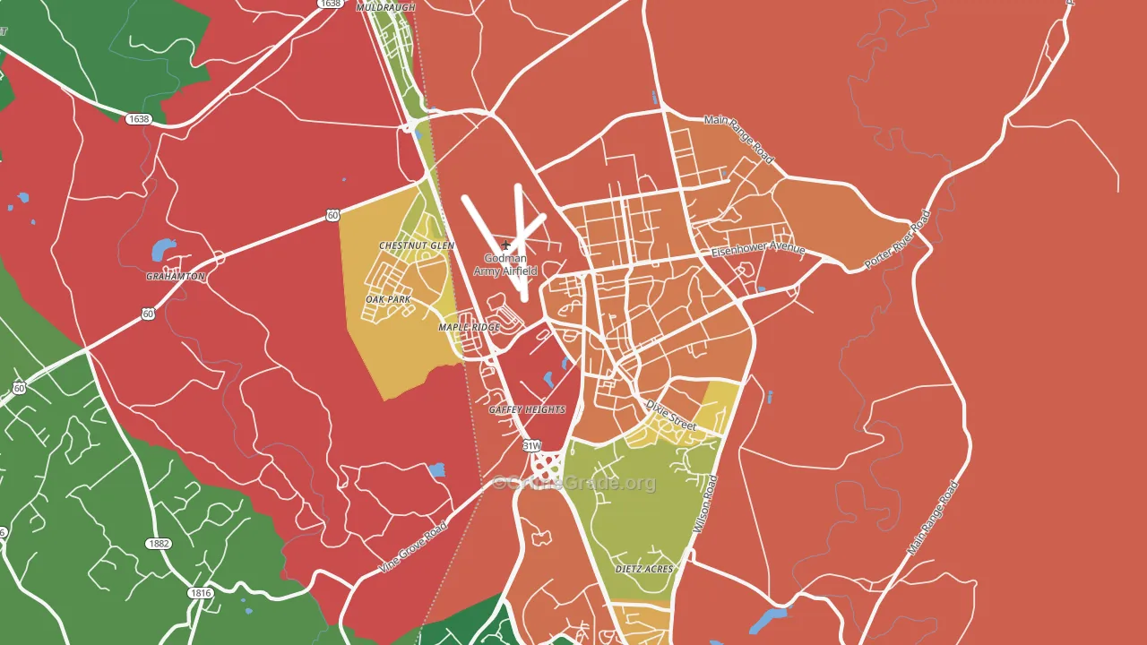 Fort Knox, KY Map of Robbery Rates