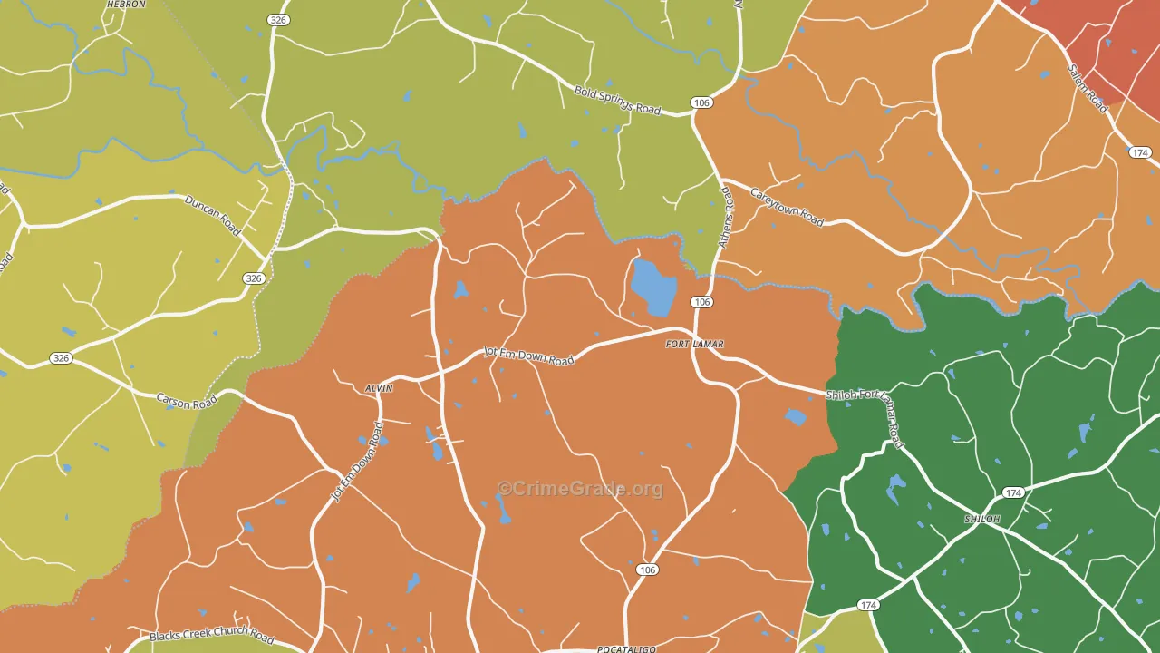 Fort Lamar, GA Map of Robbery Rates