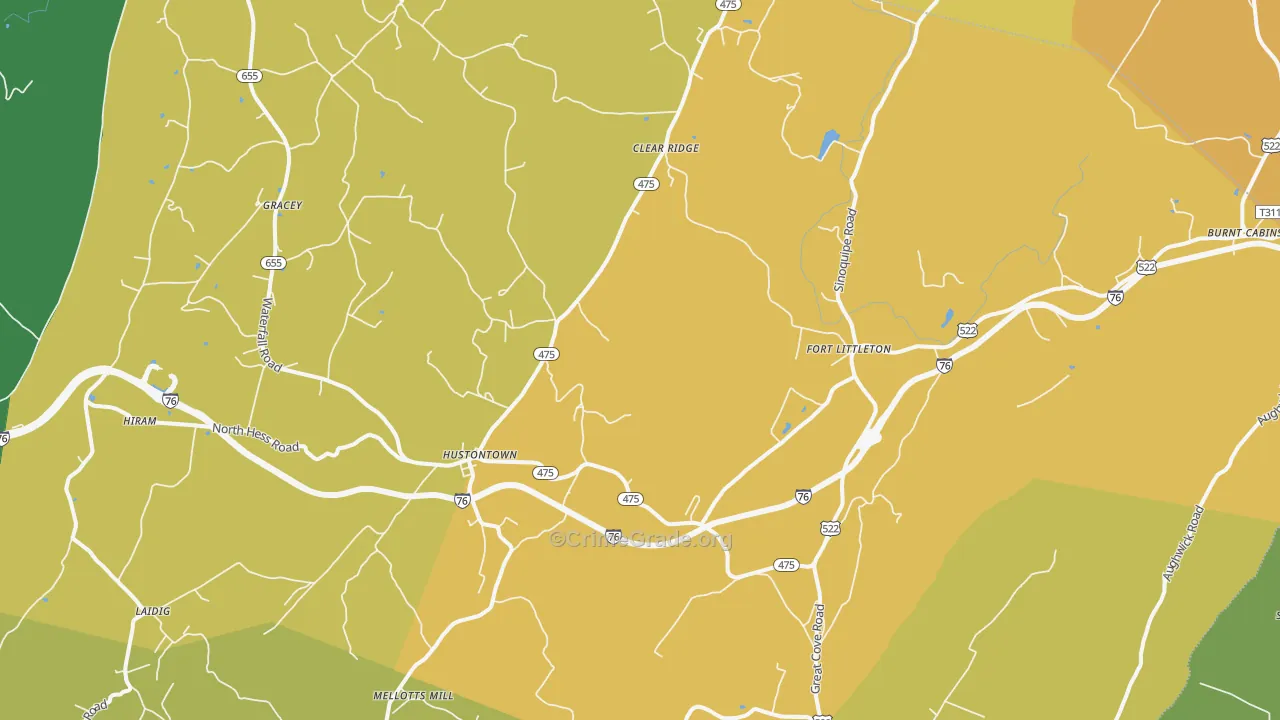 Fort Littleton, PA Map of Robbery Rates