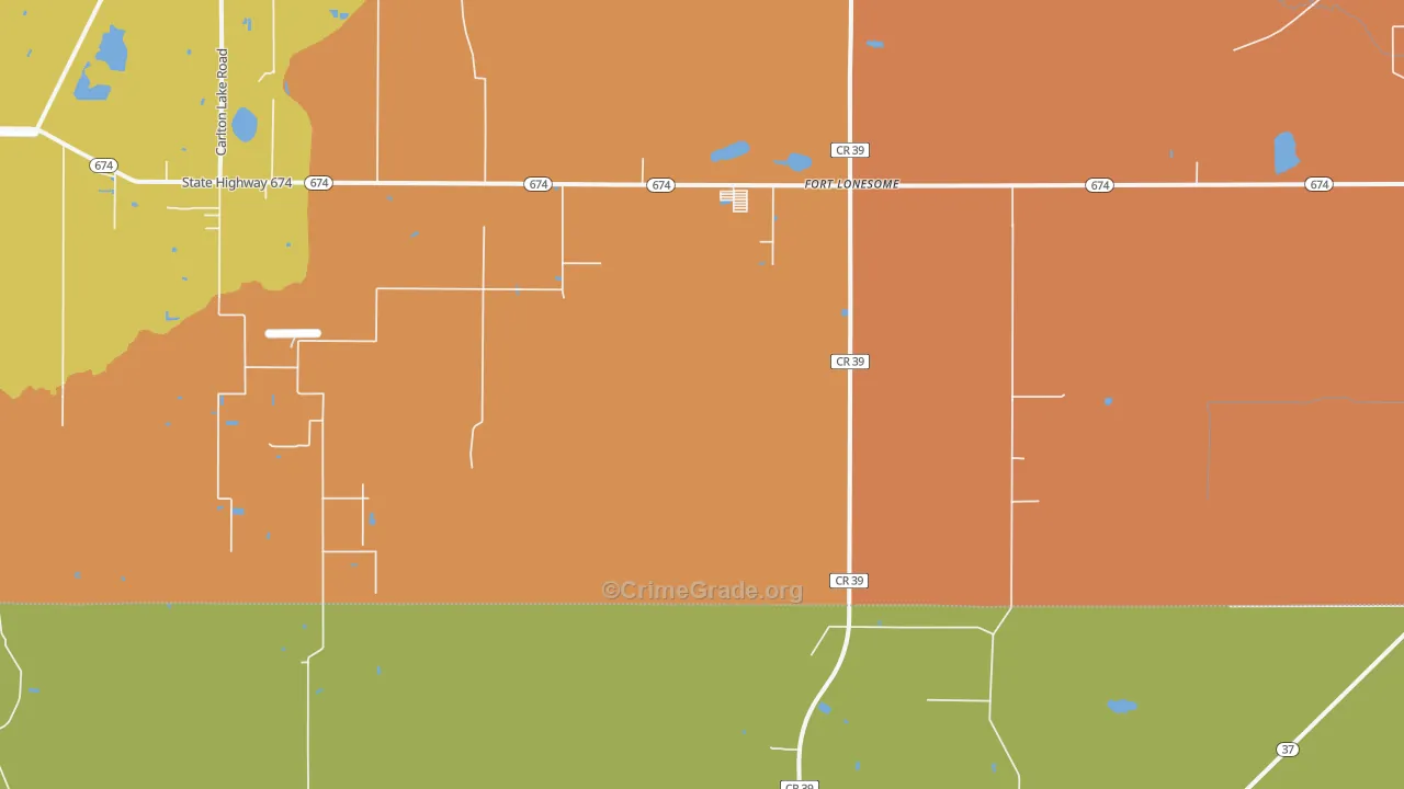 Fort Lonesome, FL Map of Robbery Rates
