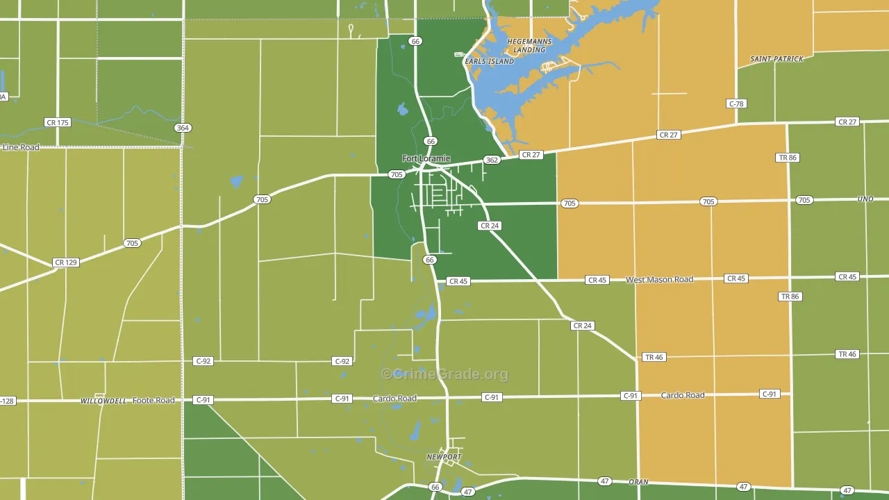 Fort Loramie, OH Map of Robbery Rates