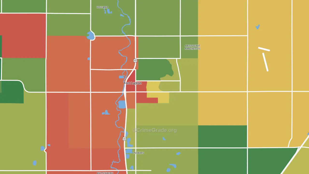 Fort Lupton, CO Map of Robbery Rates
