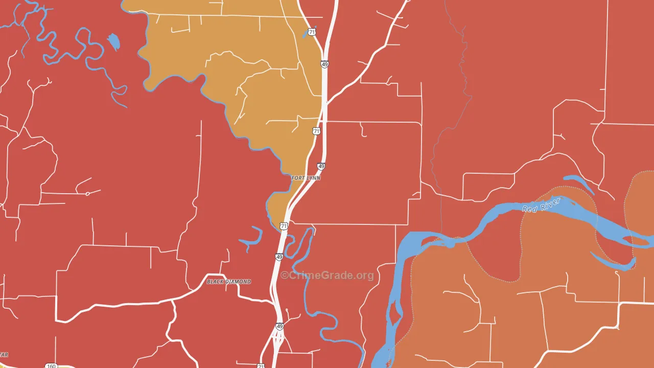 Fort Lynn, AR Map of Robbery Rates