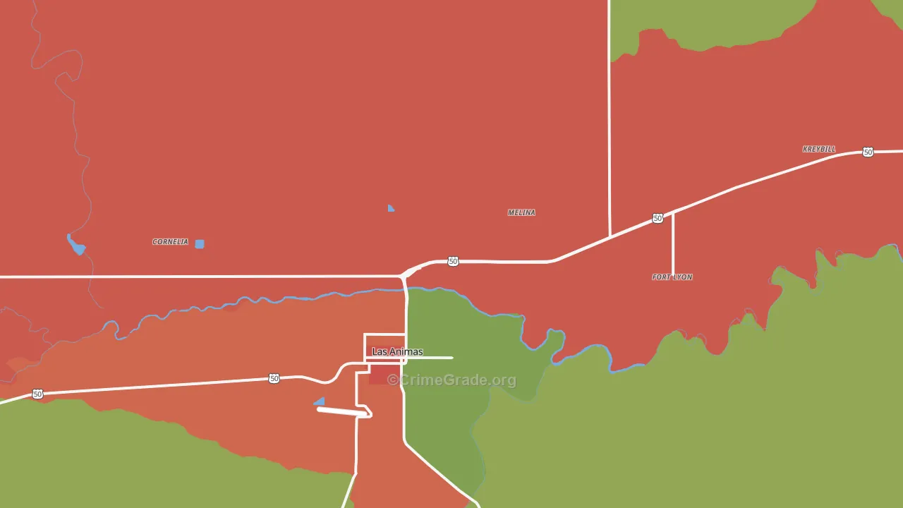 Fort Lyon, CO Map of Robbery Rates