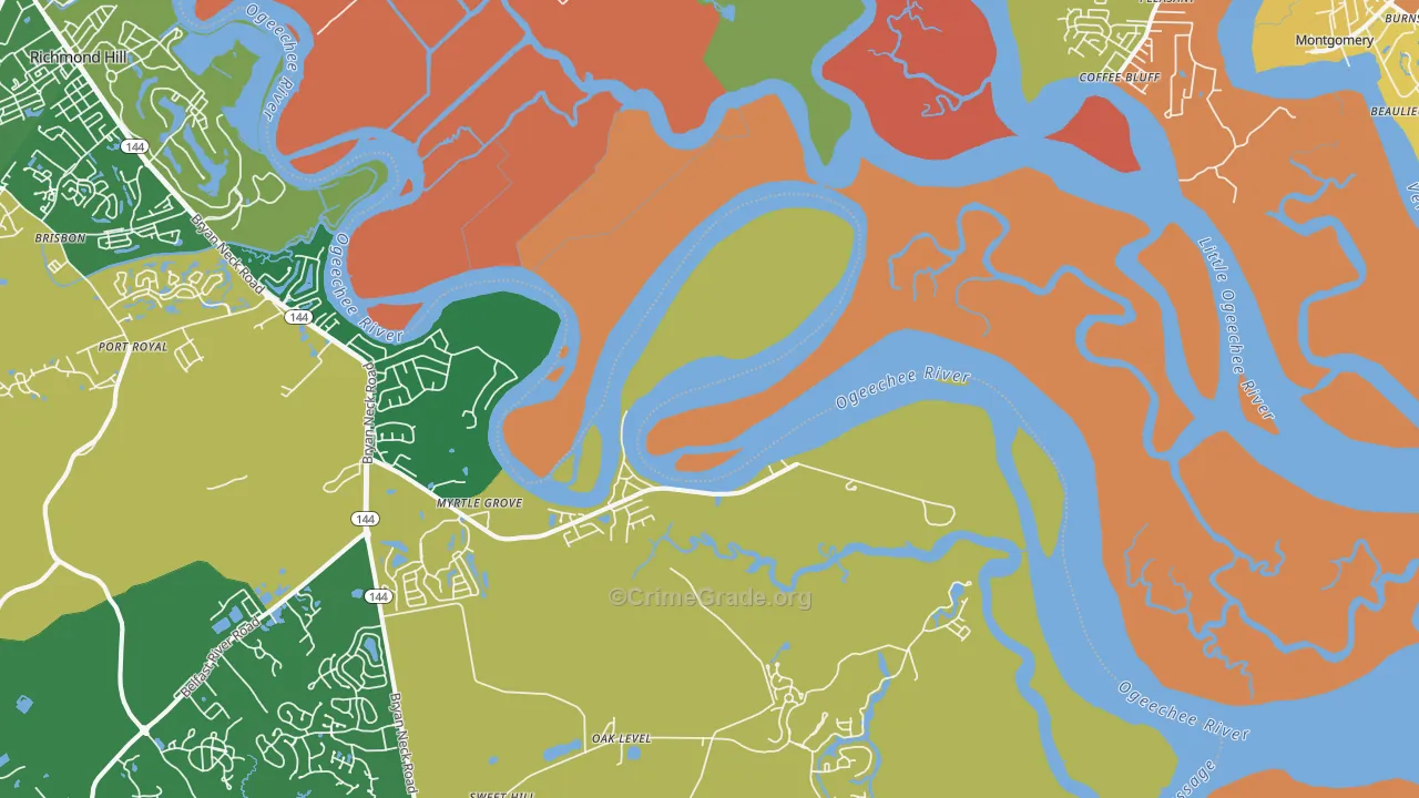 Fort McAllister, GA Map of Robbery Rates