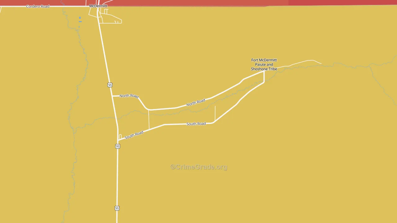 Fort McDermitt, NV Map of Robbery Rates
