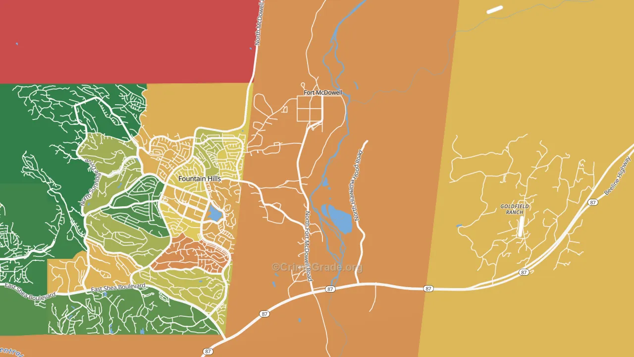 Fort McDowell, AZ Map of Robbery Rates