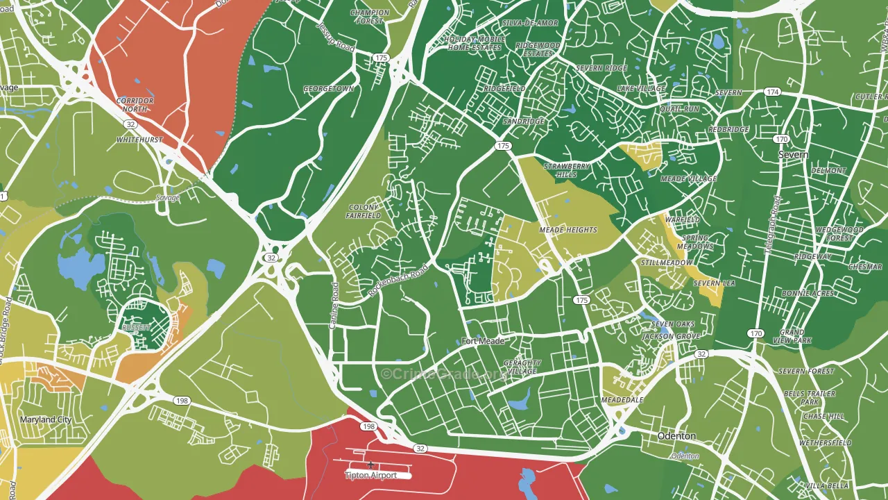 Fort Meade, MD Map of Robbery Rates
