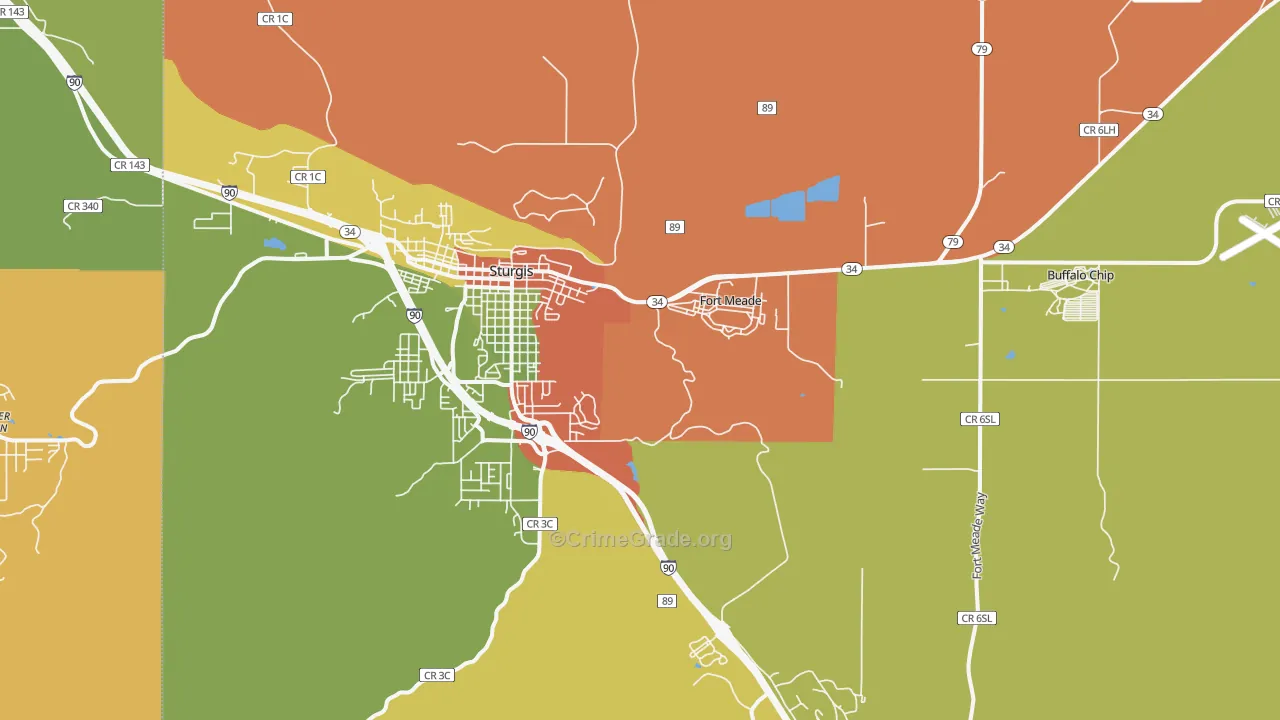 Fort Meade, SD Map of Robbery Rates
