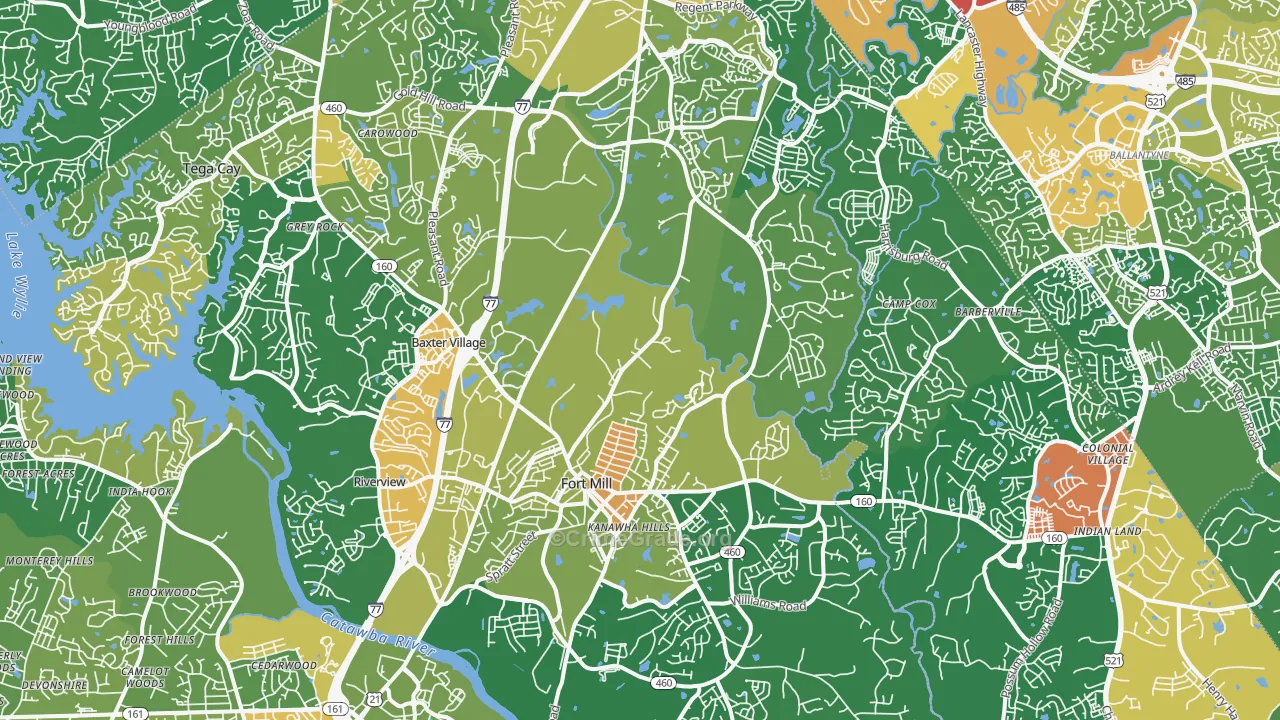 Fort Mill, SC Map of Robbery Rates