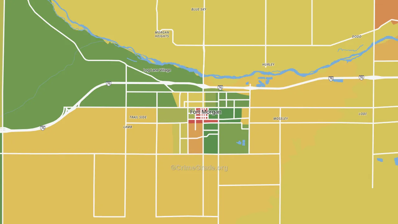 Fort Morgan, CO Map of Robbery Rates
