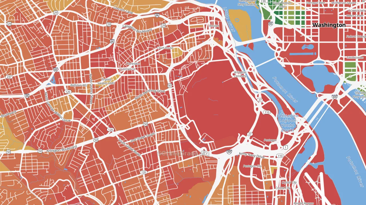 Fort Myer, VA Map of Robbery Rates