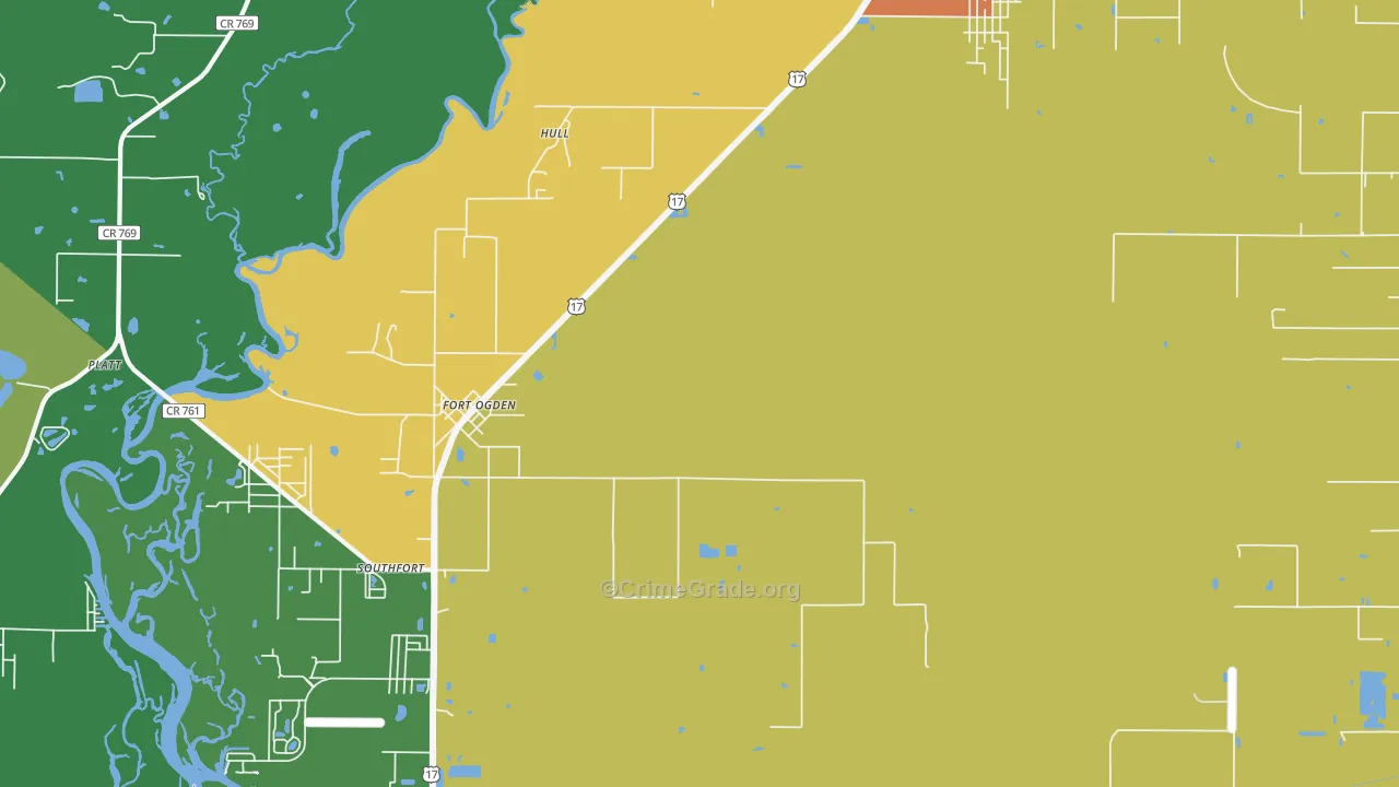Fort Ogden, FL Map of Robbery Rates