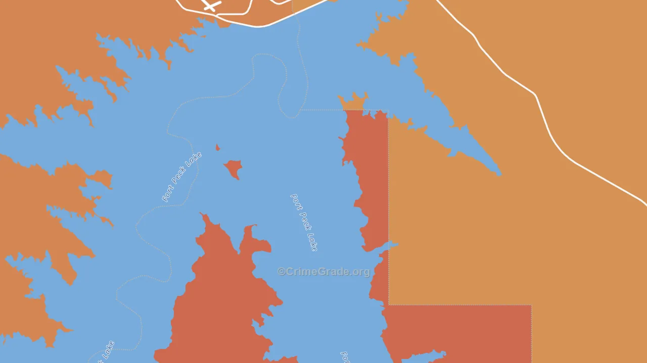 Fort Peck, MT Map of Robbery Rates