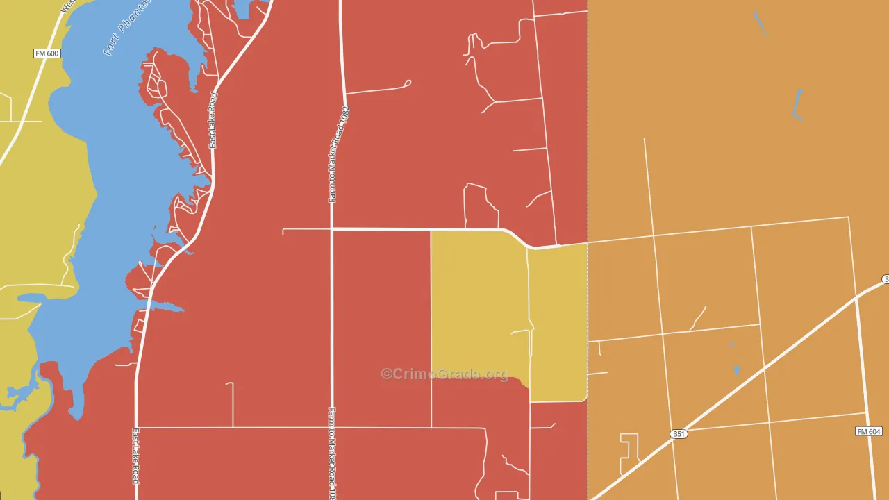 Fort Phantom Area, Abilene, TX Map of Robbery Rates