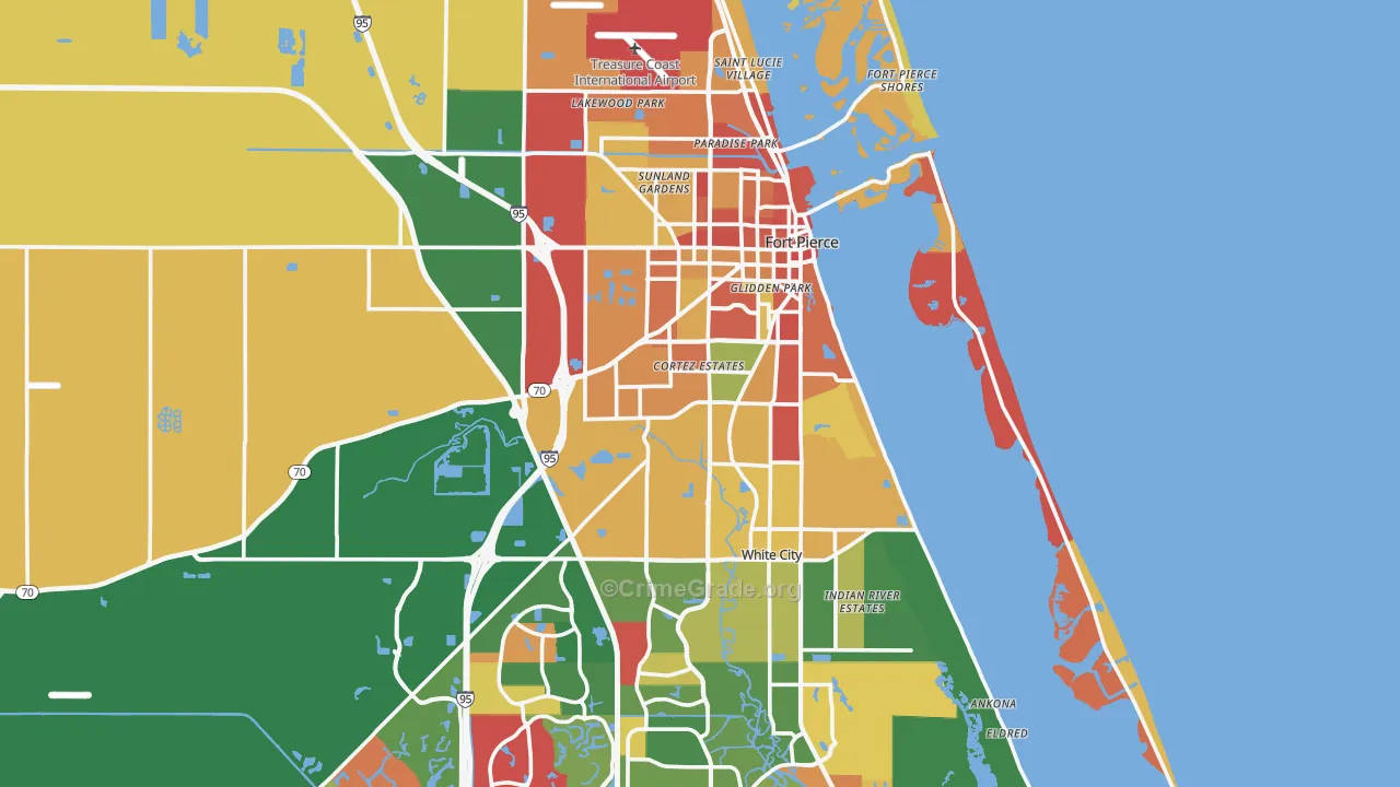 Fort Pierce, FL Map of Robbery Rates