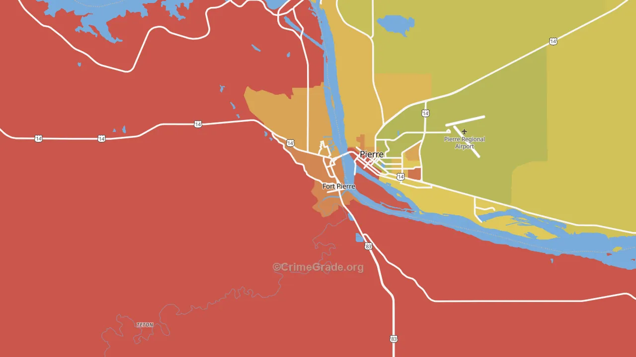 Fort Pierre, SD Map of Robbery Rates