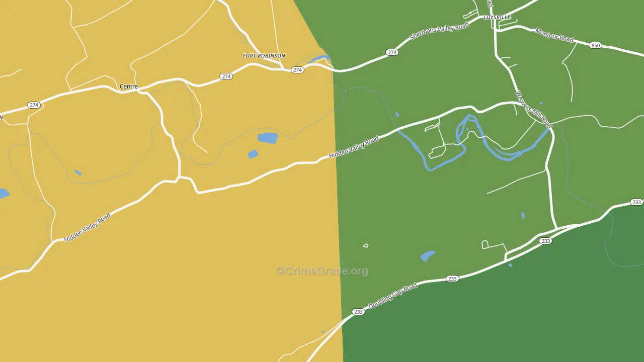 Fort Robertson, PA Map of Robbery Rates