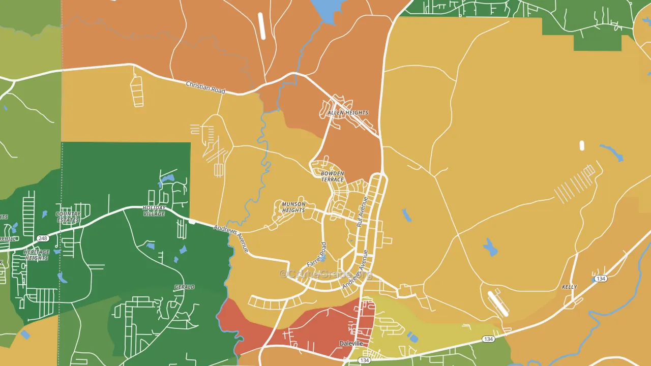 Fort Rucker, AL Map of Robbery Rates