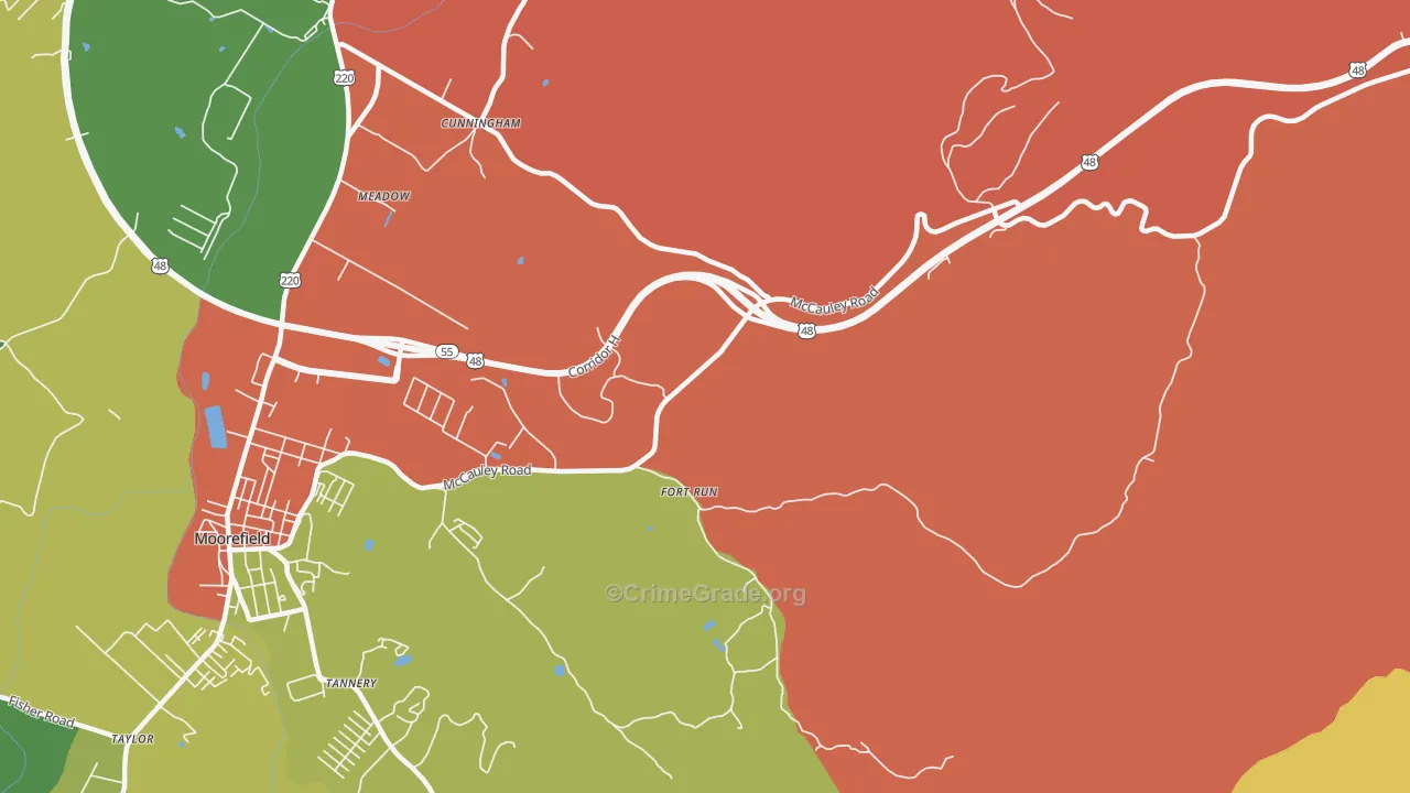 Fort Run, WV Map of Robbery Rates