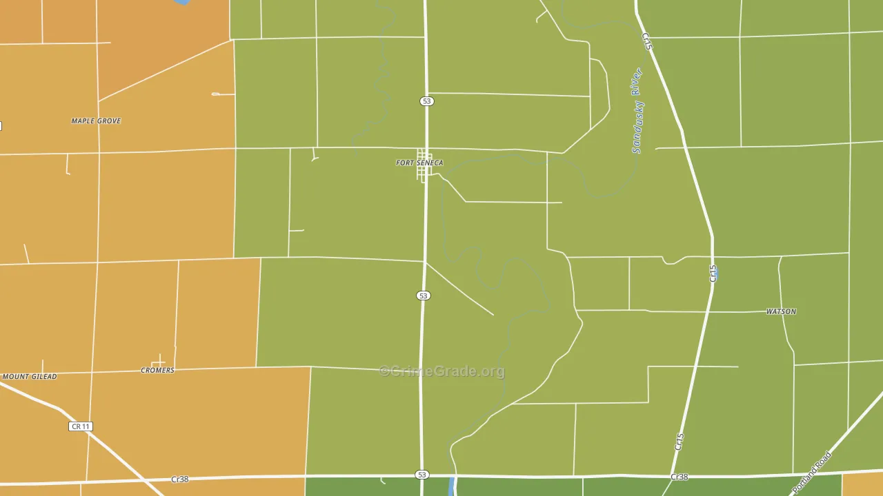 Fort Seneca, OH Map of Robbery Rates
