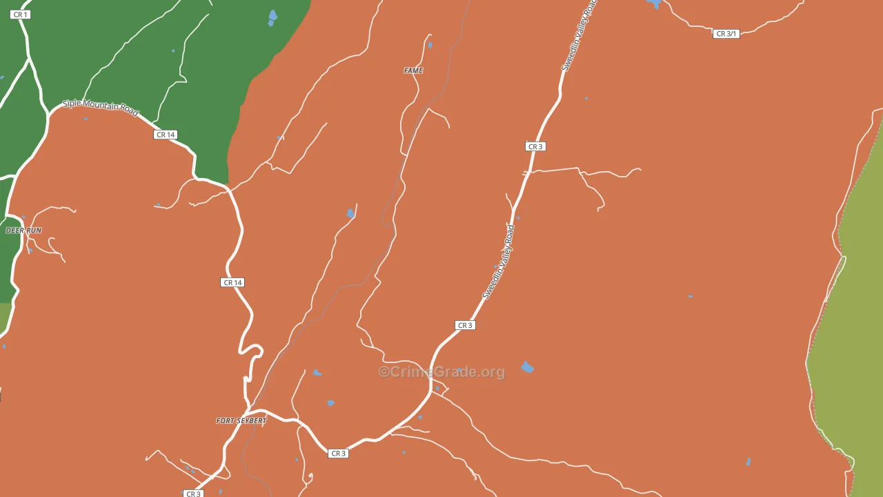 Fort Seybert, WV Map of Robbery Rates