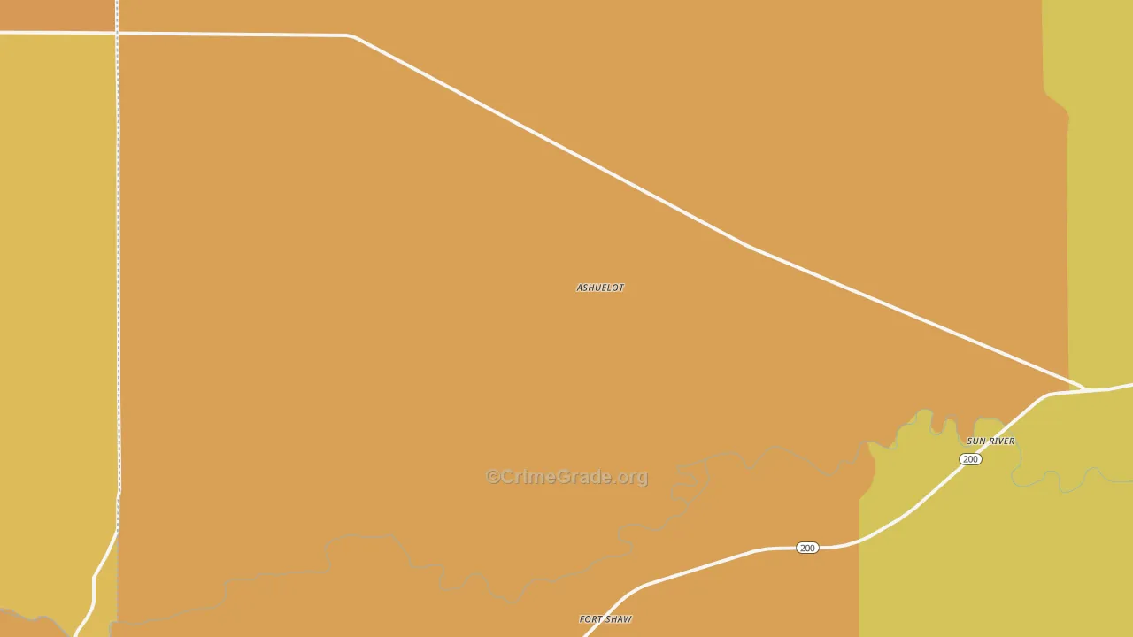 Fort Shaw, MT Map of Robbery Rates