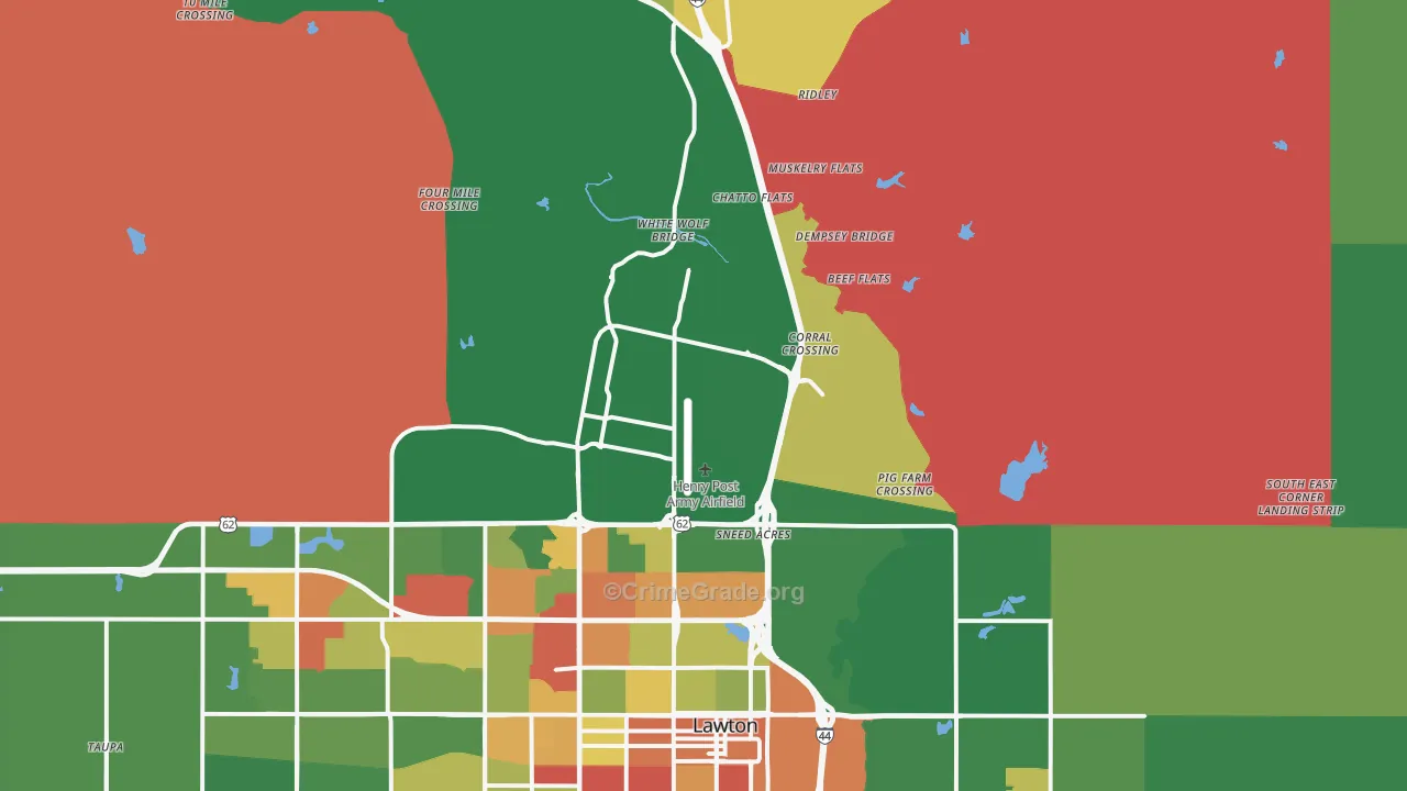 Fort Sill, OK Map of Robbery Rates