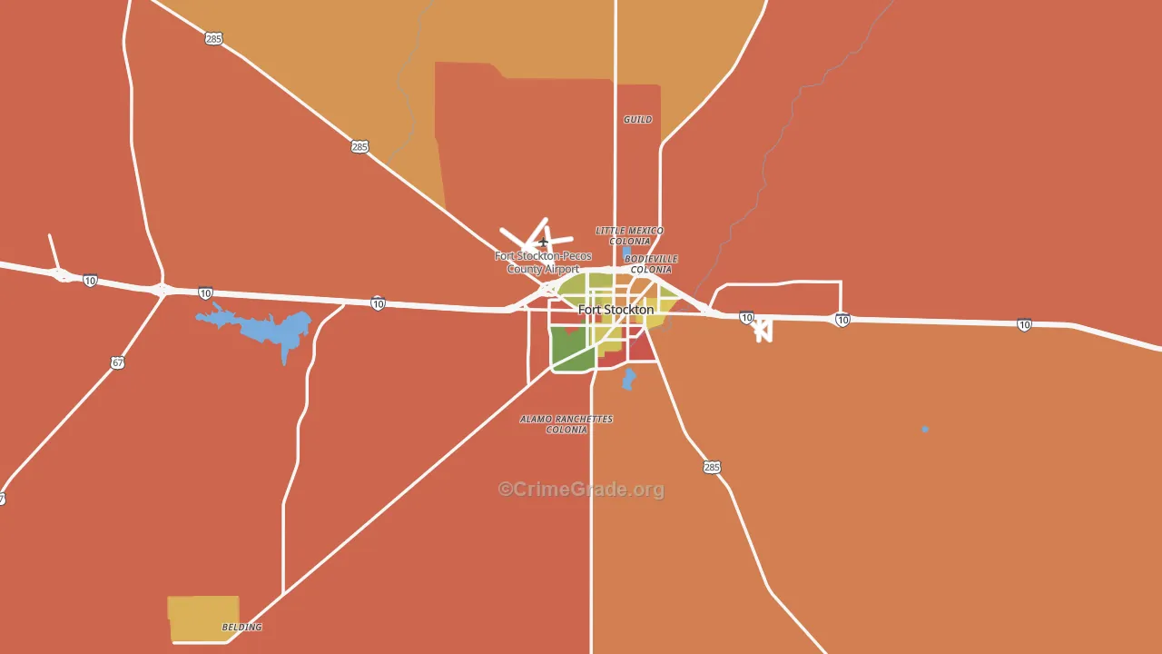 Fort Stockton, TX Map of Robbery Rates