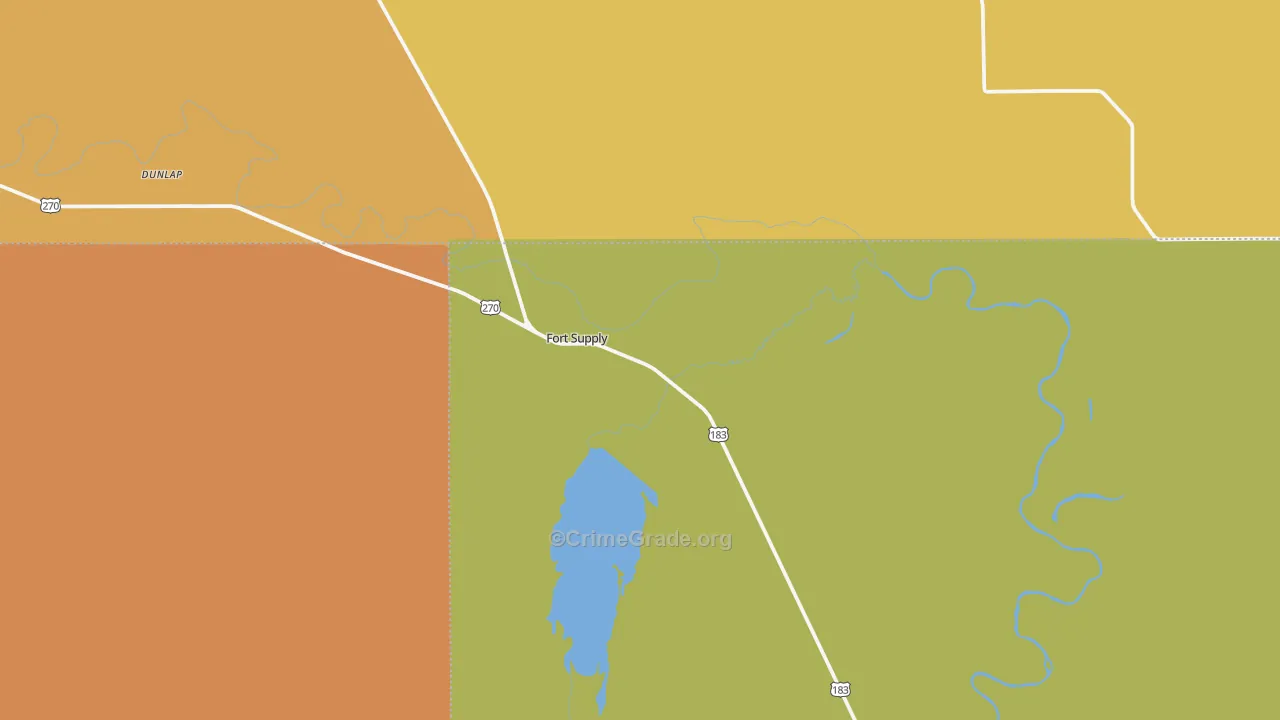 Fort Supply, OK Map of Robbery Rates