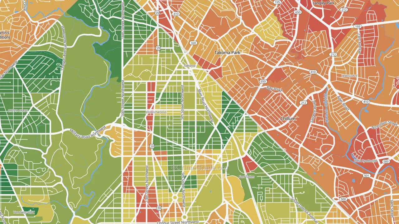 Fort Totten-Upper Northeast, Washington, DC Map of Robbery Rates