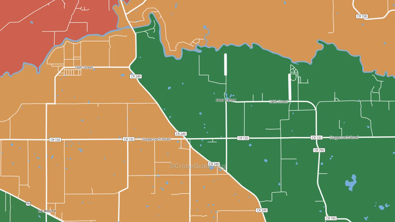 Fort Union, FL Map of Robbery Rates