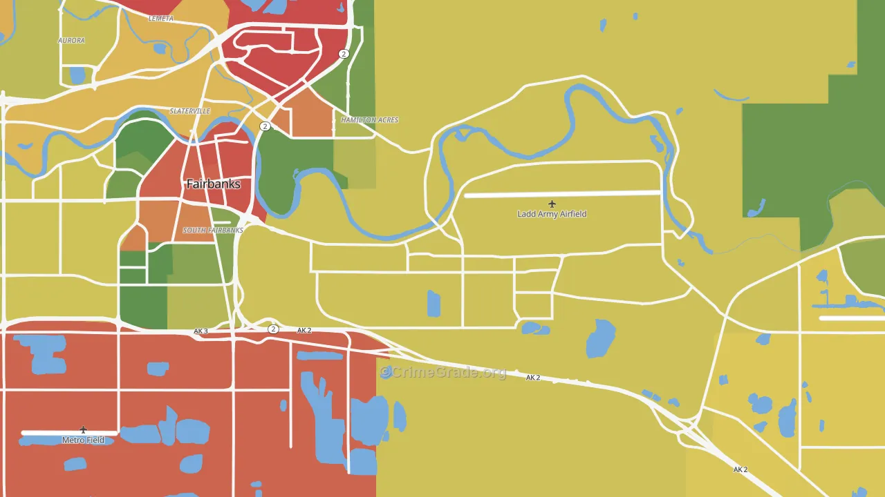 Fort Wainwright, AK Map of Robbery Rates