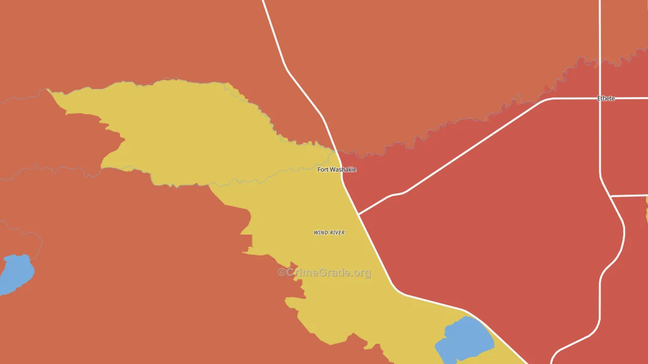 Fort Washakie, WY Map of Robbery Rates