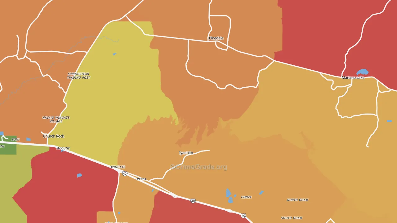 Fort Wingate, NM Map of Robbery Rates