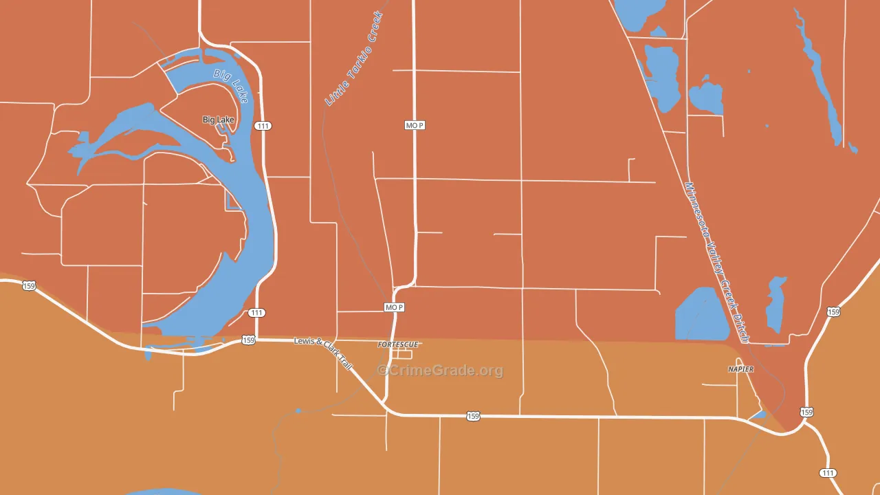 Fortescue, MO Map of Robbery Rates