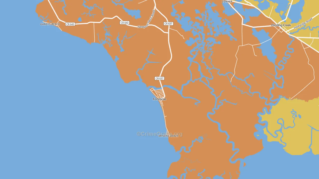 Fortescue, NJ Map of Robbery Rates