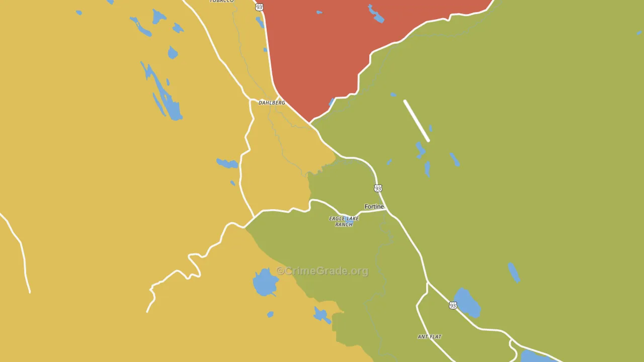 Fortine, MT Map of Robbery Rates